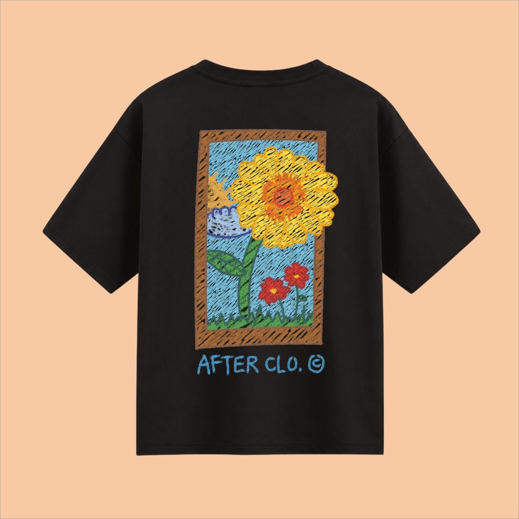 Remera Crayón Flores Negro - AfterClo. (M)